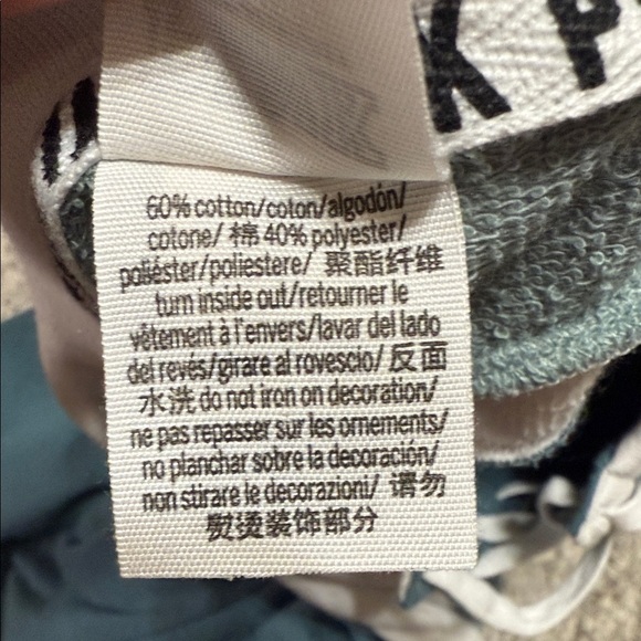 PINK Victoria's Secret Teal and White Lace-Up Oversized Sweatshirt - Picture 9 of 9